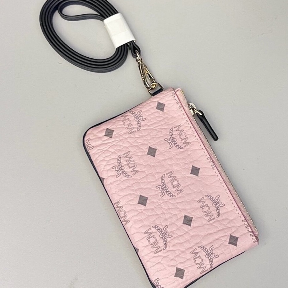 MCM Pink Logo wristlets with dust bag - Picture 2 of 4